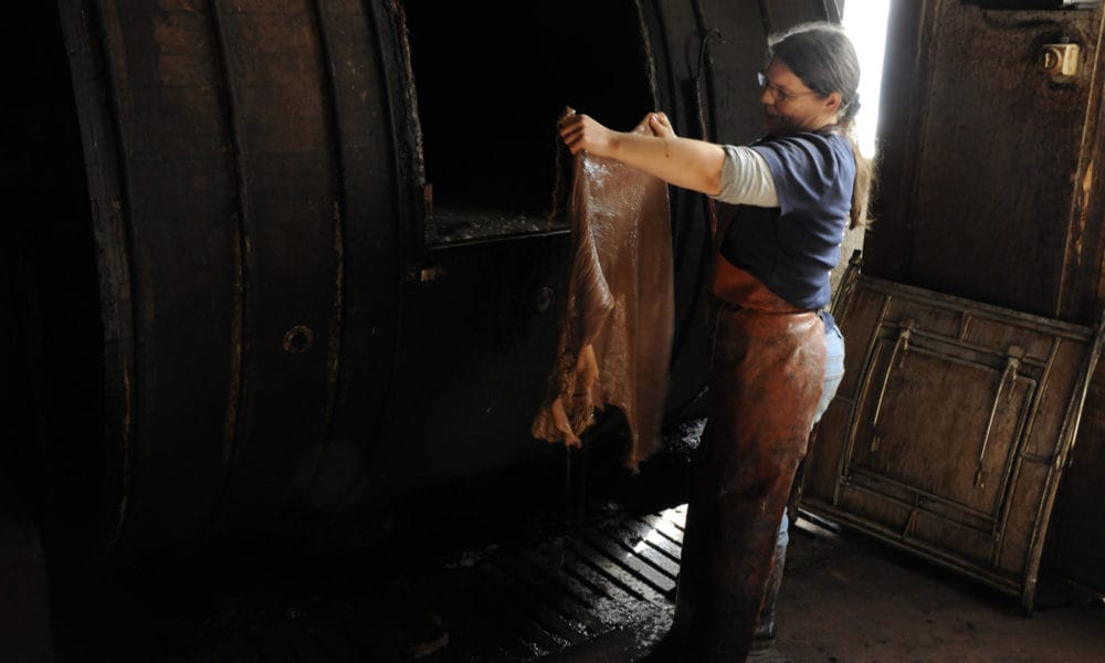 first 100% vegetable leather out of barrell